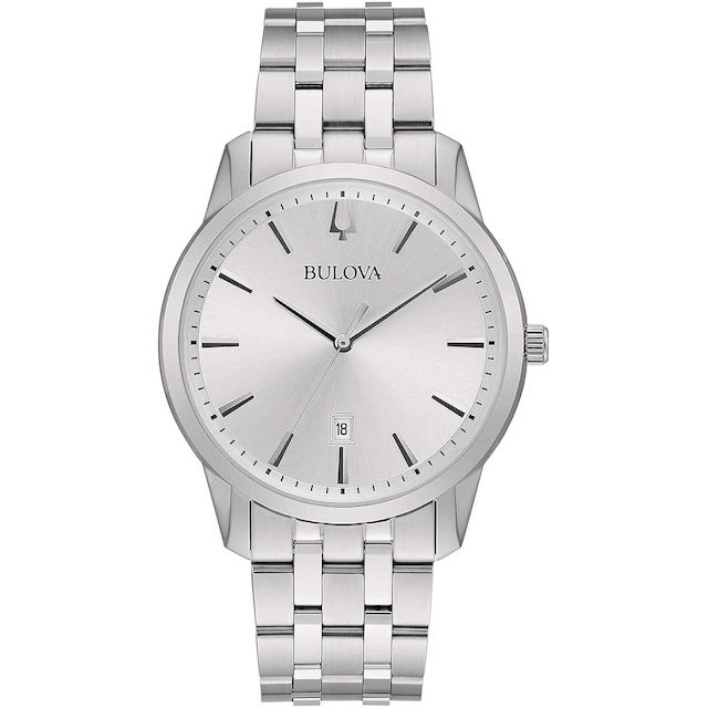Bulova Classic Sutton 96B342 dress watch with silver sunburst dial and stick markers