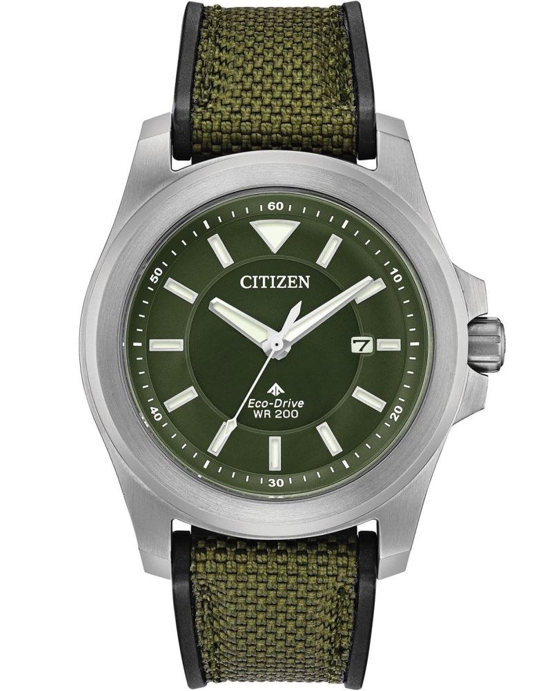 Citizen Promaster Land with olive green dial and woven strap
