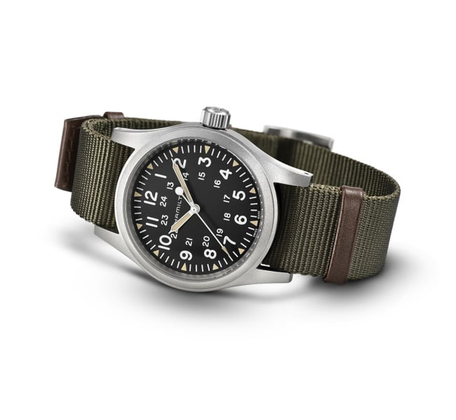 Hamilton Khaki Field Auto 38 with black dial and date window