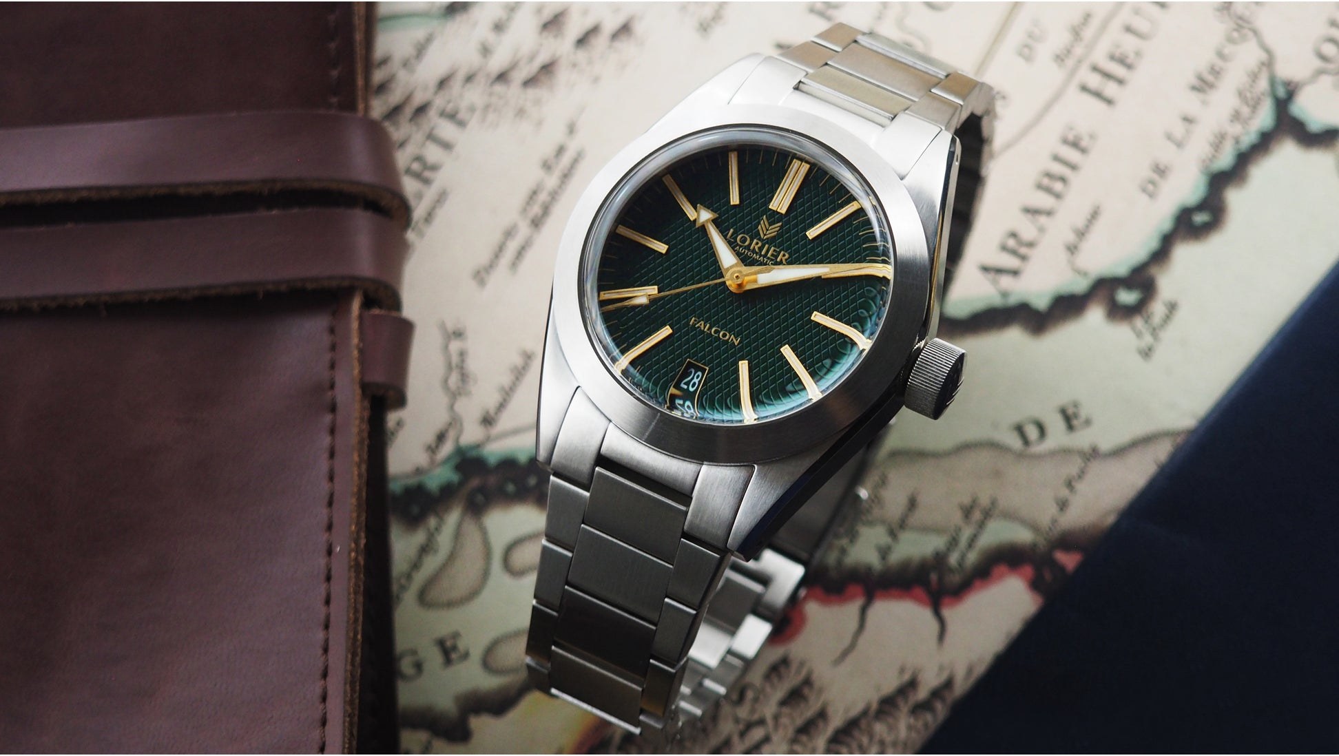 Lorier Falcon Series II field watch with green waffle dial