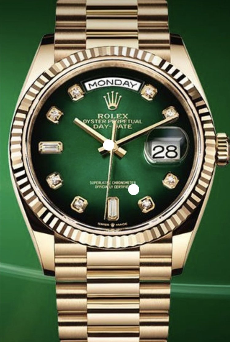 Rolex Day-Date President in 18k gold — the heaviest gold content in the Rolex catalog
