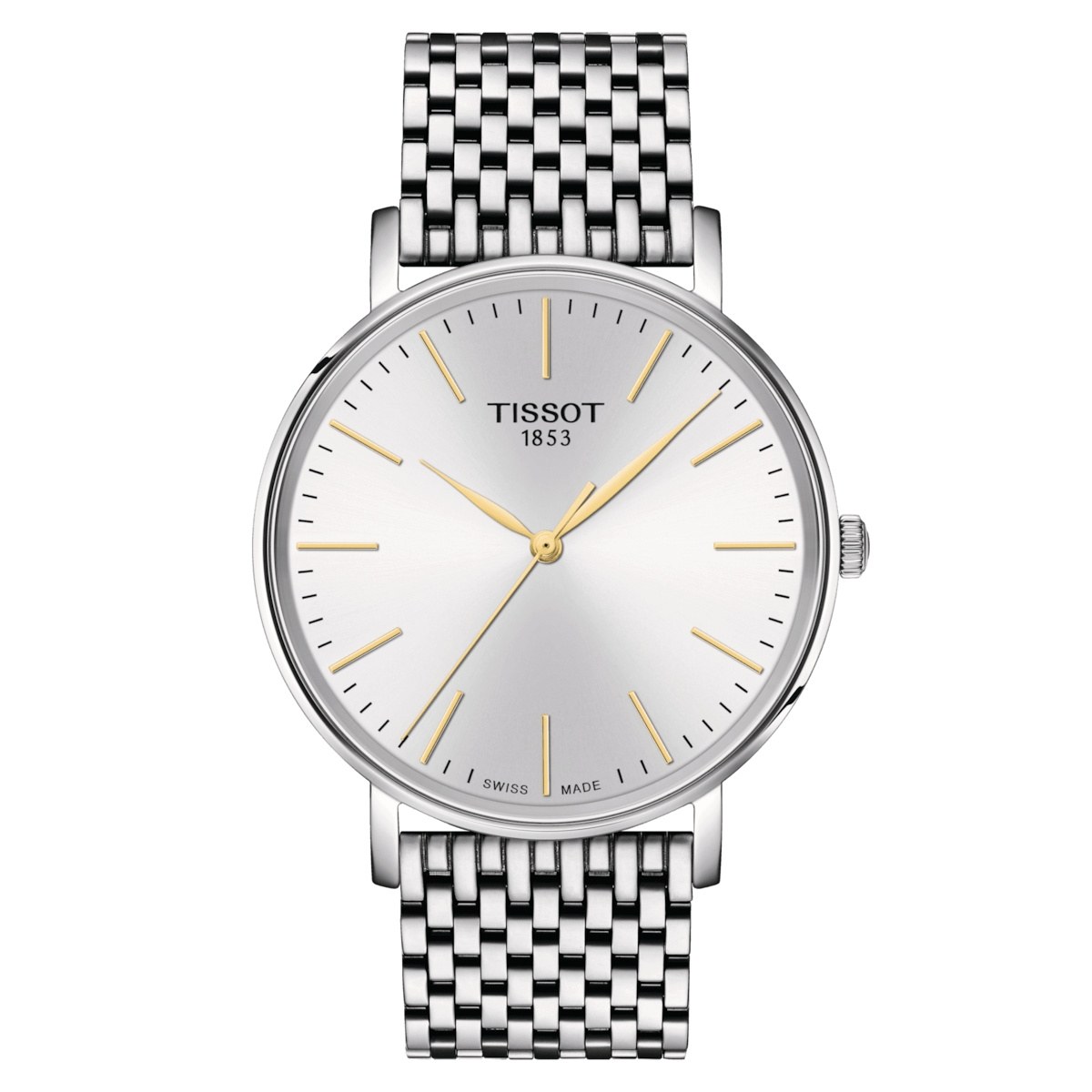 Tissot Everytime 40 with silver white dial and steel bracelet